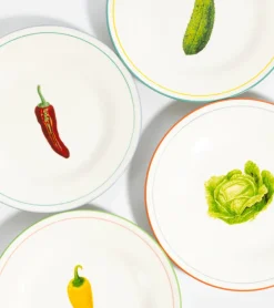 Klevering Set de 4 assiettes à dessert légumes