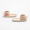 Egg Back Home Set de 2 tasses et leurs petits plateaux - Coeur