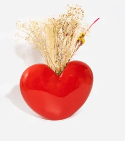 DOIY Vase coeur rouge en céramique