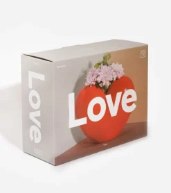 DOIY Vase coeur rouge en céramique